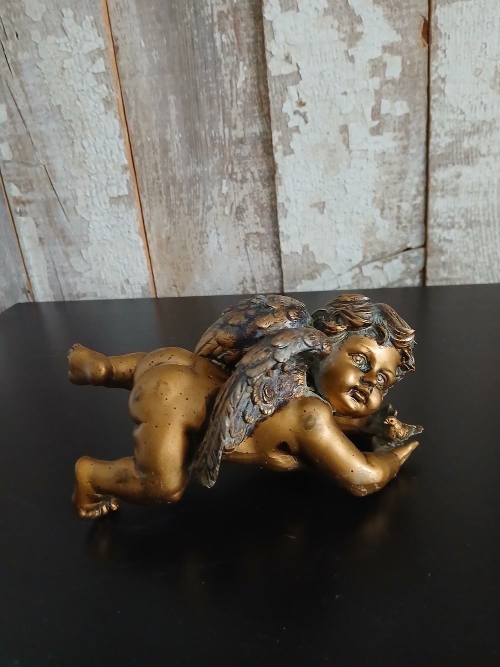 Gold Cherub Angel Figurine Home Art Sculpture